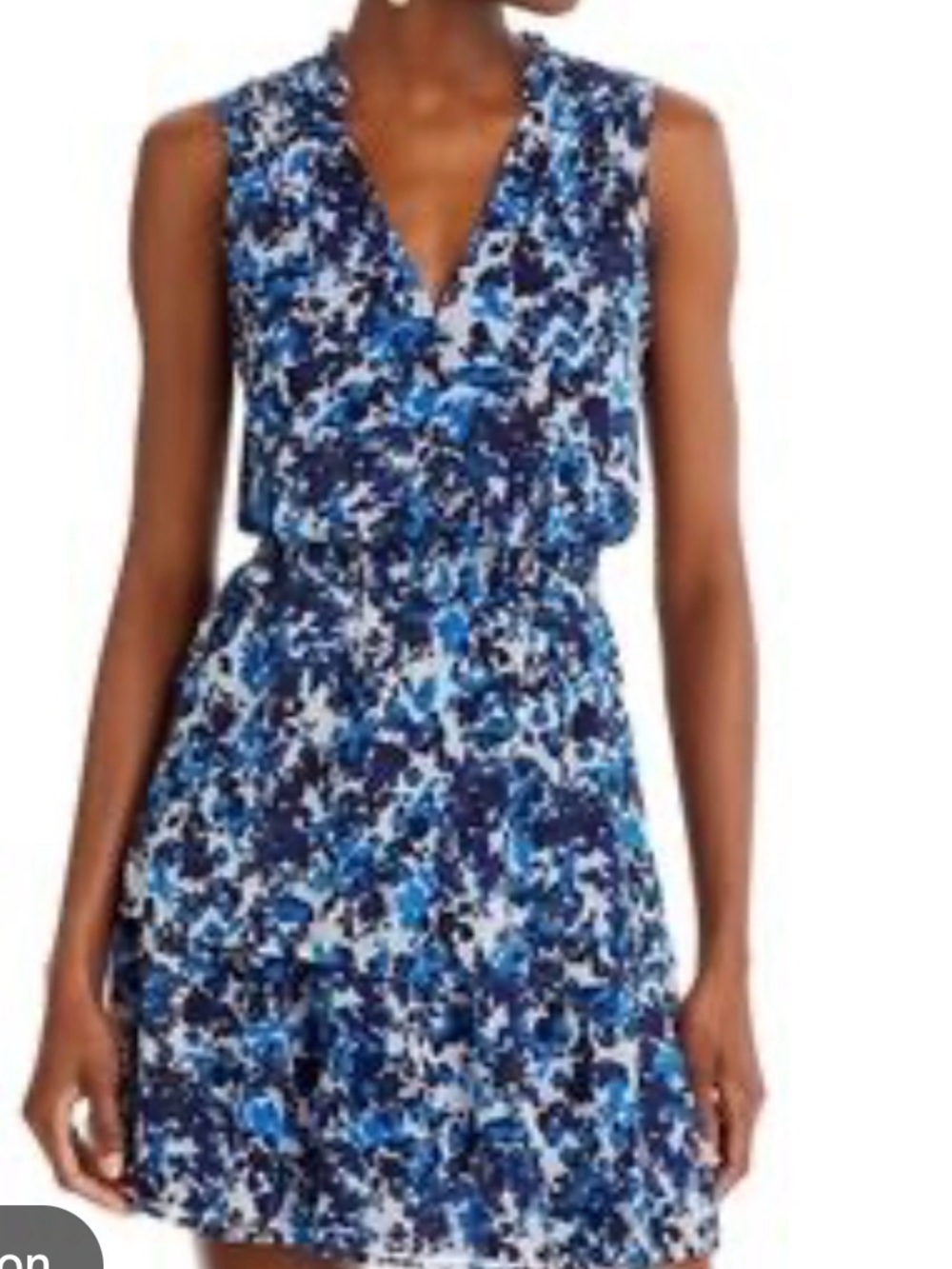 Aqua Blue Floral V-Neck Mini Dress